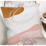 Pastel Renkli Zeminli Onedraw Çizimli Dijital Baskılı Modern Yastık Kırlent Kılıfı Realhomes