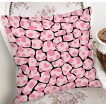 Siyah Zemin Üzerinde Pembe Renkli Puantiye Desenli Modern Yastık Kırlent Kılıfı Realhomes