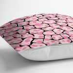 Siyah Zemin Üzerinde Pembe Renkli Puantiye Desenli Modern Yastık Kırlent Kılıfı Realhomes