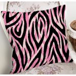 Siyah Zeminli Pembe Renkli Çizim Dijital Baskılı Modern Yastık Kırlent Kılıfı Realhomes