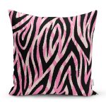 Siyah Zeminli Pembe Renkli Çizim Dijital Baskılı Modern Yastık Kırlent Kılıfı Realhomes