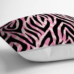 Siyah Zeminli Pembe Renkli Çizim Dijital Baskılı Modern Yastık Kırlent Kılıfı Realhomes