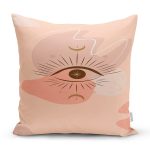 Pastel Renkli Zeminli Onedraw Çizimli Dijital Baskılı Modern Yastık Kırlent Kılıfı Realhomes