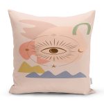 - 7369 - Realhomes  Pastel Renkli Zeminli Onedraw Çizimli Dijital Baskılı Modern Yastık Kırlent Kılıfı Realhomes