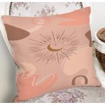 - 7370 - Realhomes Pastel Renkli Zeminli Onedraw Çizimli Dijital Baskılı Modern Yastık Kırlent Kılıfı Realhomes