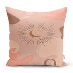 - 7370 - Realhomes Pastel Renkli Zeminli Onedraw Çizimli Dijital Baskılı Modern Yastık Kırlent Kılıfı Realhomes