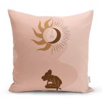 - 7371 - Realhomes  Pastel Renkli Zeminli Onedraw Çizimli Dijital Baskılı Modern Yastık Kırlent Kılıfı Realhomes