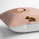 - 7371 - Realhomes  Pastel Renkli Zeminli Onedraw Çizimli Dijital Baskılı Modern Yastık Kırlent Kılıfı Realhomes