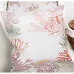 - 7372 - Realhomes Beyaz Zeminli Denizanası Motifli Dijital Baskılı Modern Yastık Kırlent Kılıfı Realhomes