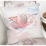 Beyaz Zemin Üzerinde Botanical Face Dijital Baskılı Modern Yastık Kırlent Kılıfı Realhomes