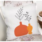 Beyaz Zeminli Pastel Renkli Vazolar Dijital Baskılı Modern Yastık Kırlent Kılıfı Realhomes