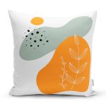 Beyaz Zemin Üzerinde Onedraw Çizimli Yaprak Motifli Yastık Kırlent Kılıfı Realhomes