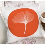 - 7378 - Realhomes Renkli Daire İçinde Ondraw Çizimli Yaprak Motifli Modern Yastık Kırlent Kılıfı Realhomes