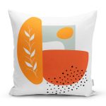 - 7379 - Realhomes  Beyaz Zemin Üzerinde Onedraw Çizim Dijital Baskılı Modern Yastık Kırlent Kılıfı Realhomes