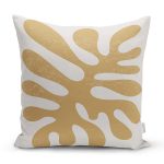 Renkli Zemin Üzerinde Onedraw Çizimli Yaprak Motifli Yastık Kırlent Kılıfı Realhomes