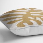 Renkli Zemin Üzerinde Onedraw Çizimli Yaprak Motifli Yastık Kırlent Kılıfı Realhomes