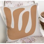 - 7383 - Realhomes  Renkli Zemin Üzerinde Onedraw Çizimli Yaprak Motifli Yastık Kırlent Kılıfı Realhomes