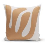 - 7383 - Realhomes  Renkli Zemin Üzerinde Onedraw Çizimli Yaprak Motifli Yastık Kırlent Kılıfı Realhomes