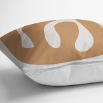 - 7383 - Realhomes  Renkli Zemin Üzerinde Onedraw Çizimli Yaprak Motifli Yastık Kırlent Kılıfı Realhomes