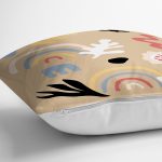 Hardal Zeminli Rengarenk Çiçek Desenli Dijital Baskılı Modern Yastık Kırlent Kılıfı Realhomes