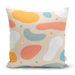 - 7386 - Realhomes Hardal Zemin Üzerinde Onedraw Çizimli Oval Desenler Yastık Kırlent Kılıfı Realhomes