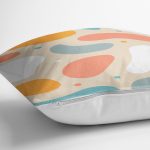 - 7386 - Realhomes Hardal Zemin Üzerinde Onedraw Çizimli Oval Desenler Yastık Kırlent Kılıfı Realhomes