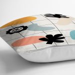 Renkli Zemin Üzerinde Onedraw Çizimli Yaprak Motifli Yastık Kırlent Kılıfı Realhomes