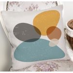 - 7388 - Realhomes Renkli Zemin Üzerinde Onedraw Çizimli Oval Desenli Modern Yastık Kırlent Kılıfı Realhomes