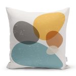 - 7388 - Realhomes Renkli Zemin Üzerinde Onedraw Çizimli Oval Desenli Modern Yastık Kırlent Kılıfı Realhomes