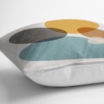 - 7388 - Realhomes Renkli Zemin Üzerinde Onedraw Çizimli Oval Desenli Modern Yastık Kırlent Kılıfı Realhomes