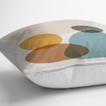 - 7389 - Realhomes Renkli Zemin Üzerinde Onedraw Çizimli Oval Desenli Modern Yastık Kırlent Kılıfı Realhomes