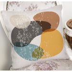 - 7390 - Realhomes Renkli Zemin Üzerinde Onedraw Çizimli Oval Desenli Modern Yastık Kırlent Kılıfı Realhomes