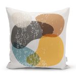 - 7390 - Realhomes Renkli Zemin Üzerinde Onedraw Çizimli Oval Desenli Modern Yastık Kırlent Kılıfı Realhomes