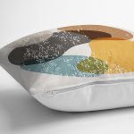 - 7390 - Realhomes Renkli Zemin Üzerinde Onedraw Çizimli Oval Desenli Modern Yastık Kırlent Kılıfı Realhomes