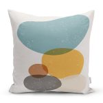 - 7391 - Realhomes Renkli Zemin Üzerinde Onedraw Çizimli Oval Desenli Modern Yastık Kırlent Kılıfı Realhomes