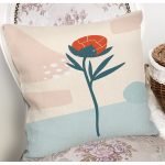 Rengarenk Zeminde Onedraw Çizimli Çiçek Desenli Dijital Baskılı Modern Yastık Kılıfı Realhomes