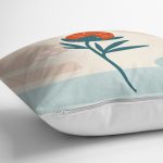 Rengarenk Zeminde Onedraw Çizimli Çiçek Desenli Dijital Baskılı Modern Yastık Kılıfı Realhomes