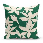Yeşil Zeminde Yaprak Desenli Dijital Baskılı Modern Yastık Kırlent Kılıfı Realhomes