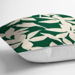 Yeşil Zeminde Yaprak Desenli Dijital Baskılı Modern Yastık Kırlent Kılıfı Realhomes