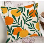 - 7401 - Realhomes Renkli Zeminde Onedraw Çizimli Limon Desenli Dijital Baskılı Modern Yastık Kılıfı Realhomes