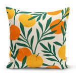 - 7401 - Realhomes Renkli Zeminde Onedraw Çizimli Limon Desenli Dijital Baskılı Modern Yastık Kılıfı Realhomes