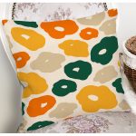 - 7403 - Realhomes  Renkli Zeminde Onedraw Çizimli Dijital Baskılı Modern Yastık Kırlent Kılıfı Realhomes