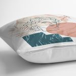 - 7404 - Realhomes  Beyaz Zeminde Onedraw Çizimli Erkek Silüeti Dijital Baskılı Modern Yastık Kılıfı Realhomes