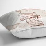 Beyaz Zeminde Onedraw Çizimli Antik Desenli Dijital Baskılı Modern Yastık Kılıfı Realhomes