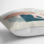 Renkli Zeminde Onedraw Çizimli Yaprak Desenli Dijital Baskılı Modern Yastık Kılıfı Realhomes