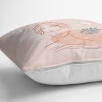 Pudra Zeminde Onedraw Çizimli Erkek Desenli Dijital Baskılı Modern Yastık Kılıfı Realhomes