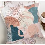 Renkli Zeminde Soyut Çizimli Dijital Baskılı Modern Yastık Kırlent Kılıfı Realhomes