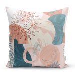 Renkli Zeminde Soyut Çizimli Dijital Baskılı Modern Yastık Kırlent Kılıfı Realhomes