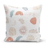 - 7409 - Realhomes Beyaz Zeminde Onedraw Çizimli Gökyüzü Temalı Dijital Baskılı Modern Yastık Kılıfı Realhomes