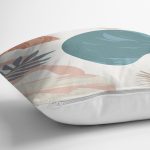 Beyaz Zeminde Onedraw Çizimli Yaprak Desenli Dijital Baskılı Modern Yastık Kılıfı Realhomes